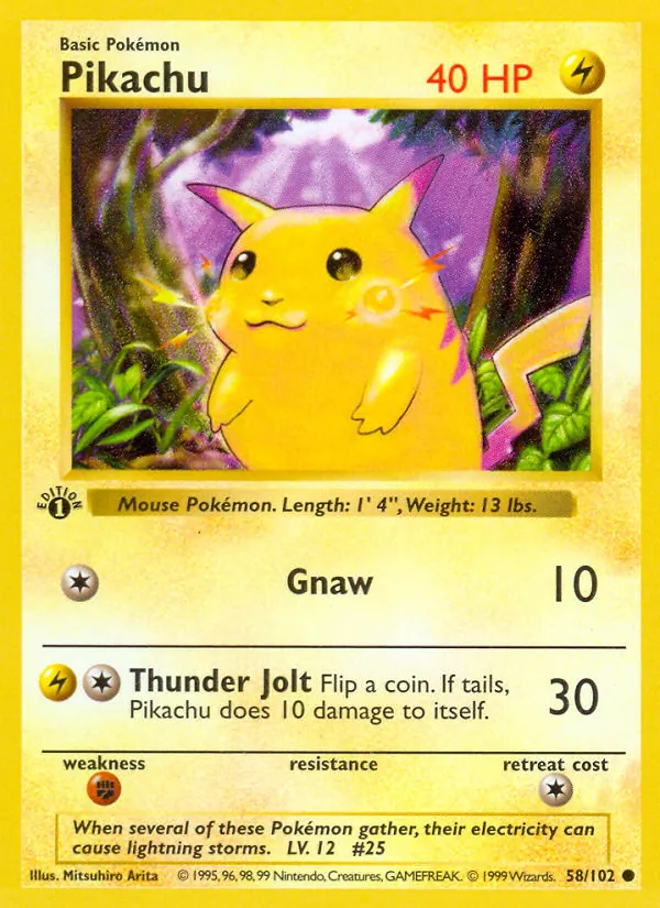 Carta Pikachu de Base Set de 1999