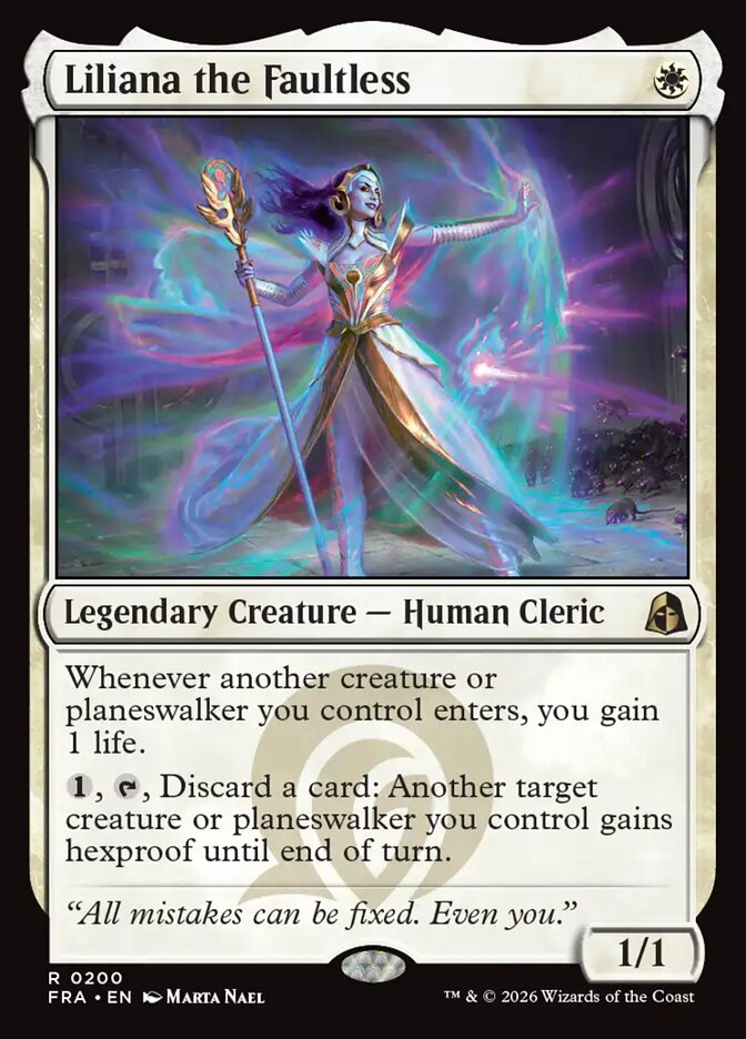Liliana the Faultless, a rare card from Reality Fracture
