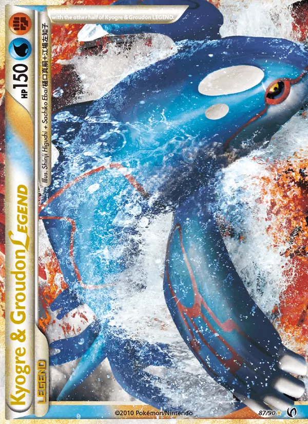 Left half of the Kyogre & Groudon LEGEND card from the Undaunted set