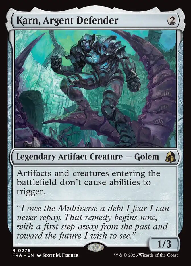Karn, Argent Defender, artefato de duas manas de Reality Fracture