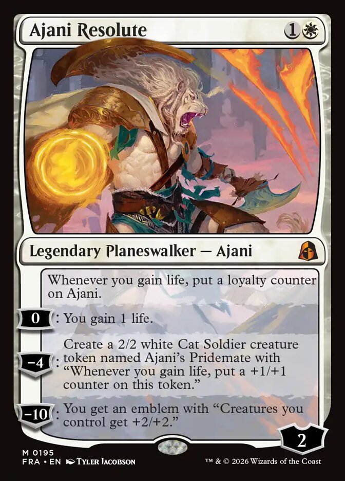 Ajani Resolute, planeswalker de duas manas de Reality Fracture