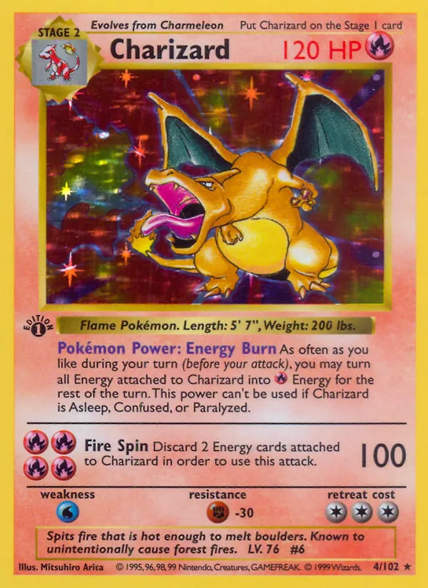Carta Charizard de Base Set de 1999, reimpresa en la Colección Clásica