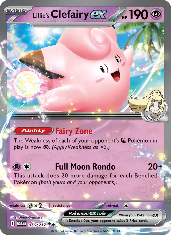 Carta Lillie's Clefairy ex, de la colección Ascended Heroes