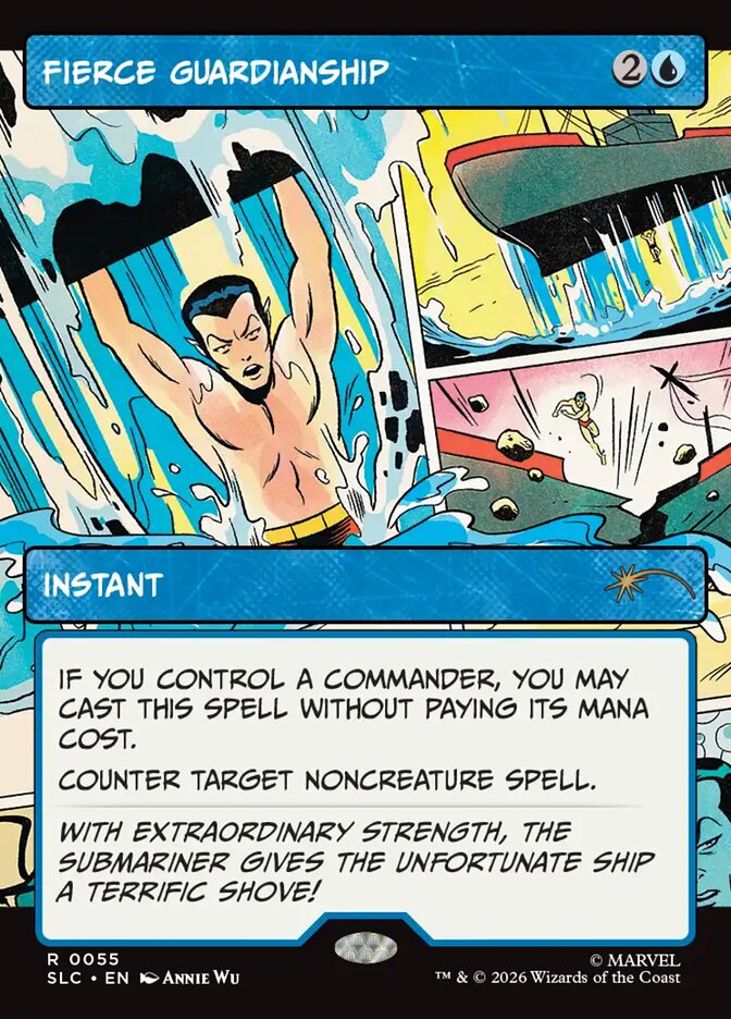 Carta Fierce Guardianship com arte do Namor, do Secret Lair Countdown Kit da Marvel