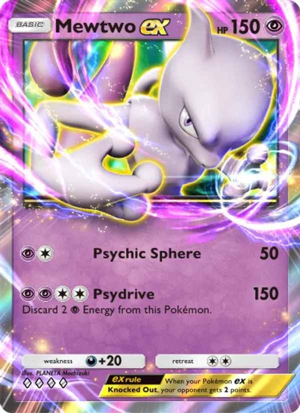 Mewtwo ex card from the Genetic Apex set of Pokémon TCG Pocket