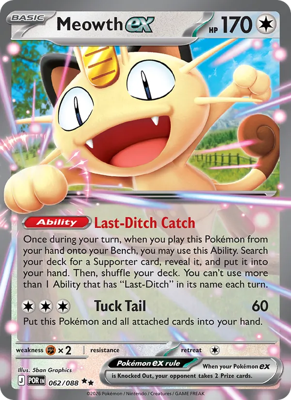Carta Meowth ex, de la expansión Perfect Order