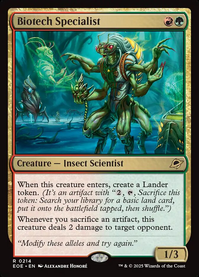 Biotech Specialist card, from the Edge of Eternities set