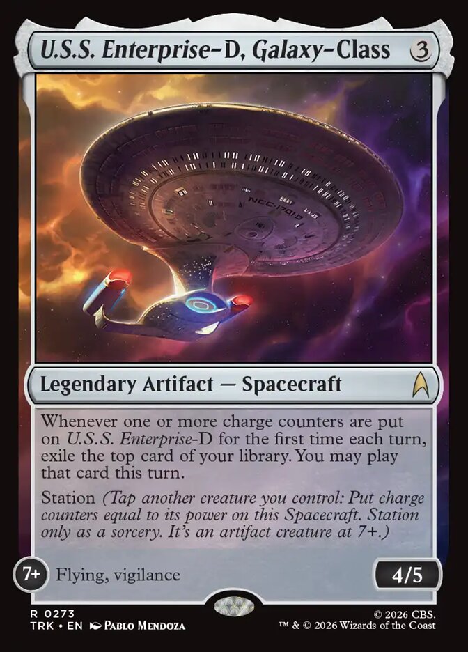 U.S.S. Enterprise-D, Galaxy-Class card, a rare starship from the Star Trek set