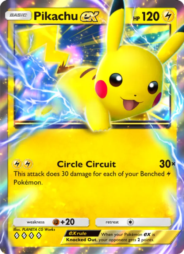 Pikachu ex card from the Genetic Apex set of Pokémon TCG Pocket